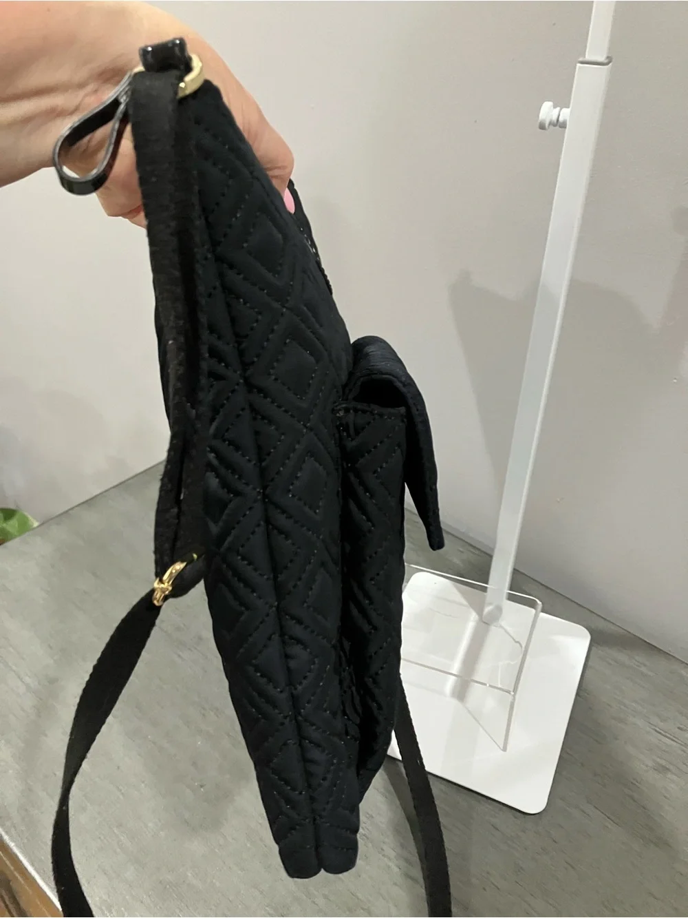Tory Burch Black Quilted Crossbody with Logo